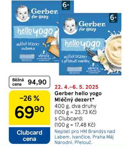 Gerber hello yogo Mléčný dezert, 400 g 