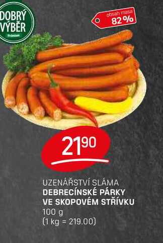 DEBRECÍNSKÉ PÁRKY VE SKOPOVÉM STŘÍVKU 100g
