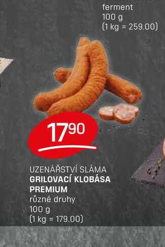 GRILOVACÍ KLOBÁSA PREMIUM různé druhy 100g