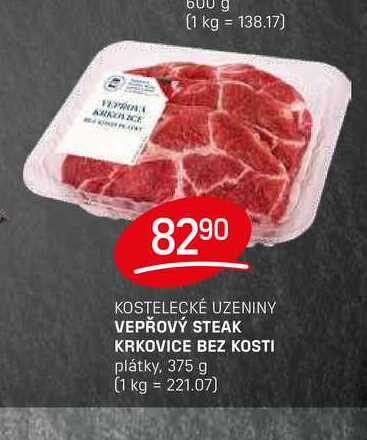 VEPŘOVÝ STEAK KRKOVICE BEZ KOSTI plátky, 375 g