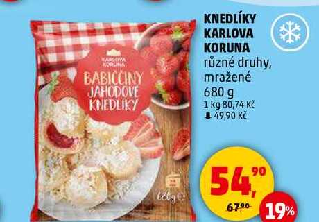 KNEDLÍKY KARLOVA KORUNA různé druhy, mražené, 680 g