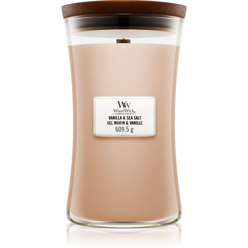 Woodwick Vanilla & Sea Salt vonná svíčka s dřevěným knotem 609.5 g