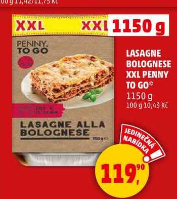 LASAGNE BOLOGNESE XXL PENNY TO GO, 1150 g 