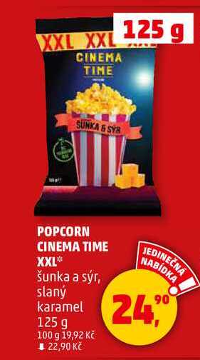 POPCORN CINEMA TIME XXL šunka a sýr, 125 g
