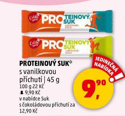 PROTEINOVÝ SUK s vanilkovou příchutí, 45 g v akci