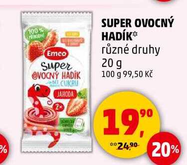 SUPER OVOCNÝ HADÍK různé druhy, 20 g  