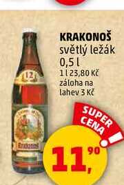 KRAKONOŠ světlý ležák, 0,5 l 