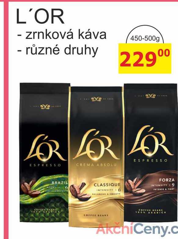 L'OR - zrnková káva 450-500g 