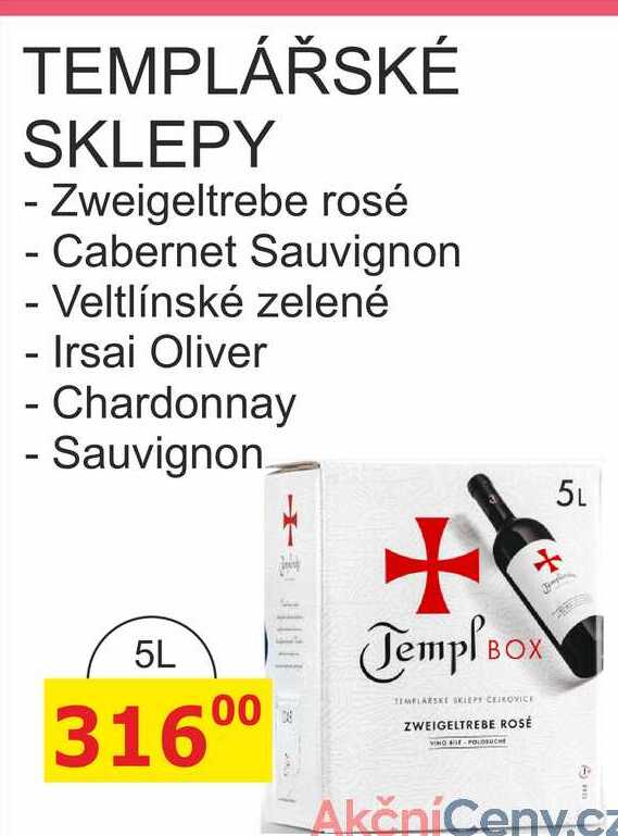 TEMPLÁŘSKÉ SKLEPY - Zweigeltrebe rosé 5L 