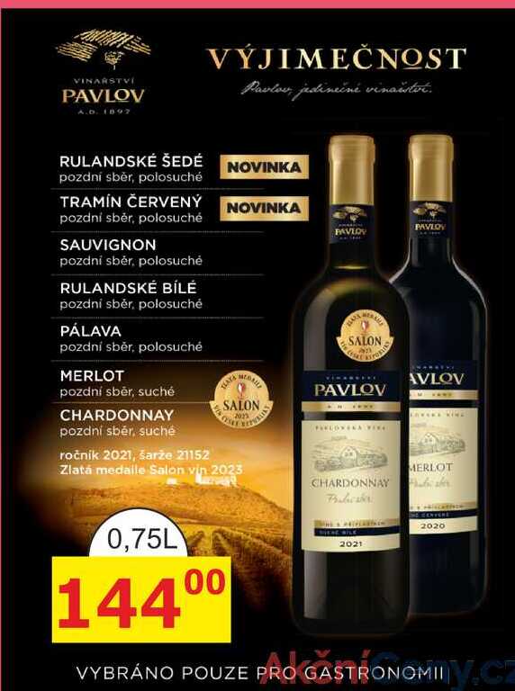 Vinařství PAVLOV, různé druhy 0,75L