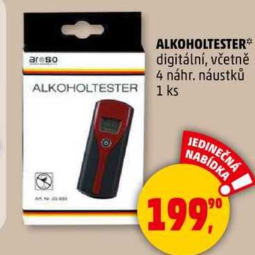 ALKOHOLTESTER digitální, včetně 4 náhr. náustků, 1 ks