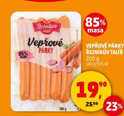 VEPŘOVÉ PÁRKY ŘEZNÍKŮV TALÍŘ, 200 g 