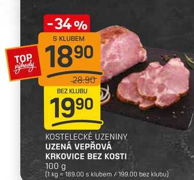 UZENÁ VEPŘOVÁ KRKOVICE BEZ KOSTI 100g 