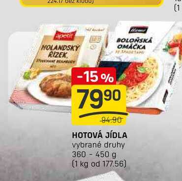HOTOVÁ JÍDLA vybrané druhy 360-450 g