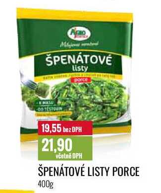 ŠPENÁTOVÉ LISTY PORCE 400g 