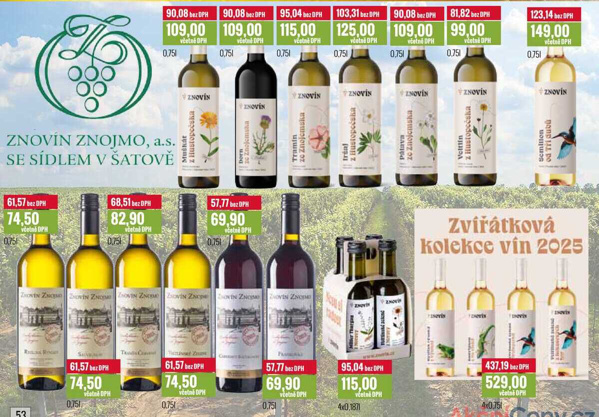 ZNOVÍN ZNOJMO 0,75l, 4x0,187l, 4x0,75l
