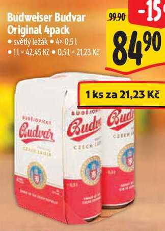 Budweiser Budvar Original 4pack, 4x 0,5 l