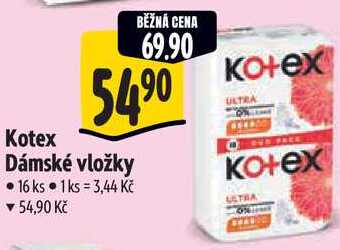 Kotex Dámské vložky, 16 ks 