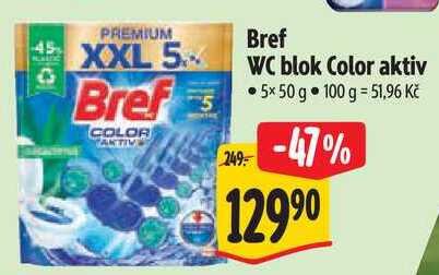 Bref WC blok Color aktiv, 5x 50 g
