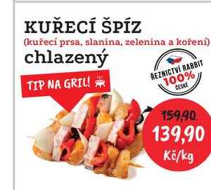 KUŘECÍ ŠPÍZ (kuřecí prsa, slanina, zelenina a koření) chlazený 1kg 
