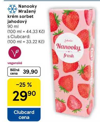 Nanooky Mražený krém sorbet jahodový, 90 ml  