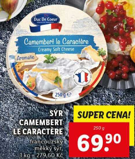 SÝR CAMEMBERT LE CARACTÈRE, 250 g