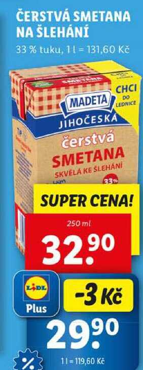 ČERSTVÁ SMETANA NA ŠLEHÁNÍ, 250 ml