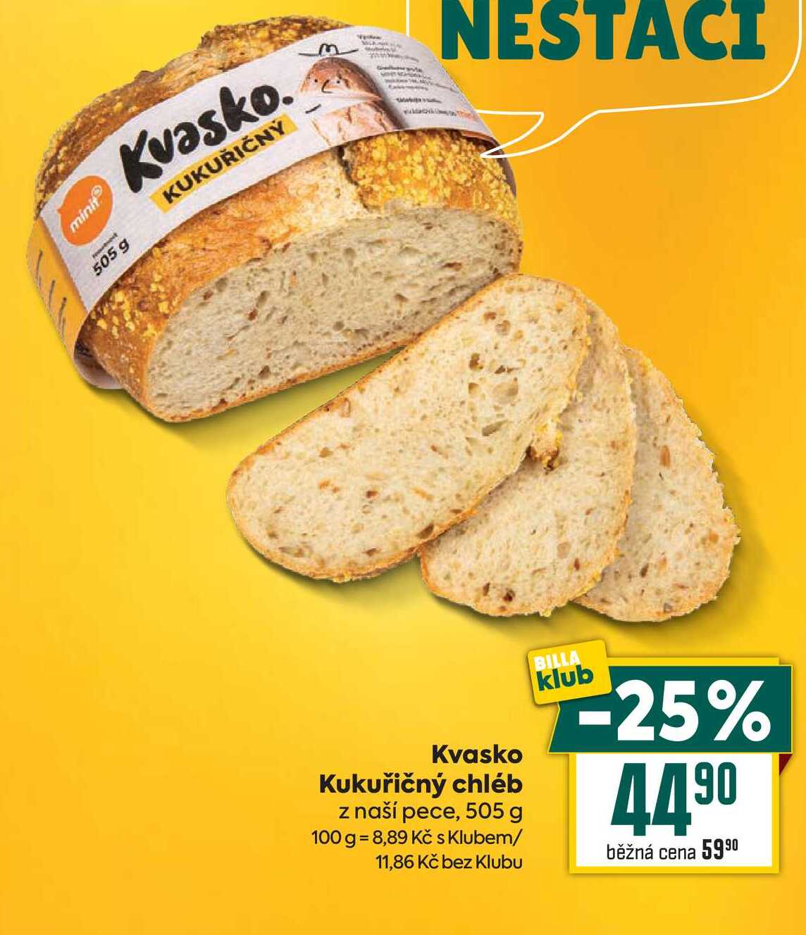 Kvasko Kukuřičný chléb z naší pece, 505 g 