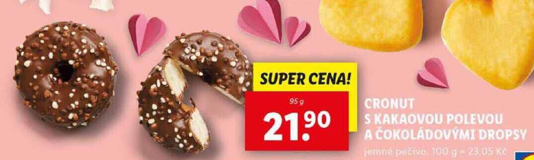 CRONUT S KAKAOVOU POLEVOU A ČOKOLÁDOVÝMI DROPSY, 95 g
