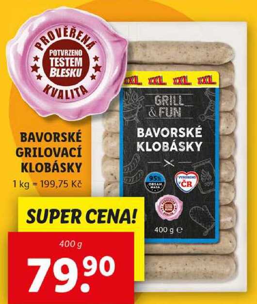 BAVORSKÉ GRILOVACÍ KLOBÁSKY, 400 g