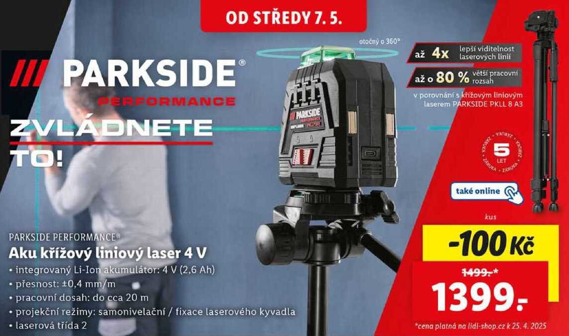 Aku křížový liniový laser 4 V 
