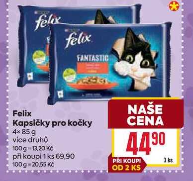 Felix Kapsičky pro kočky 4× 85 g 