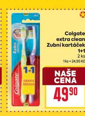 Colgate extra clean Zubní kartáček 1+1 2 ks 1ks 