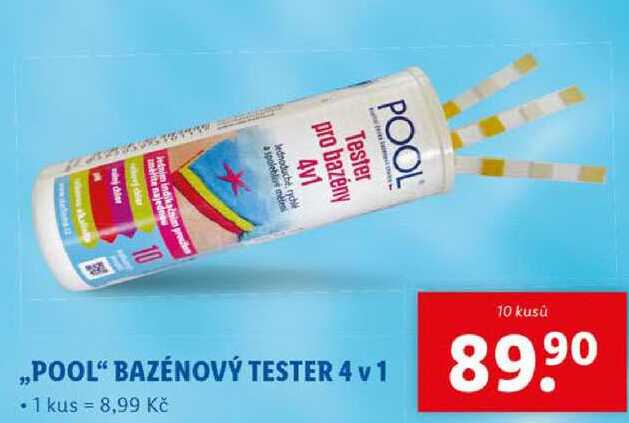 „POOL" BAZÉNOVÝ TESTER 4 v 1, 10 ks