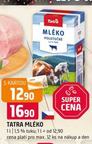 Tatra Mléko polotučné 1,5% tuku 1l