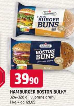 Hamburger boston bulky 324-328 g vybrané druhy 