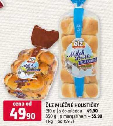 Olz mléčné houstičky 210 g s čokoládou 350 g s margarinem 