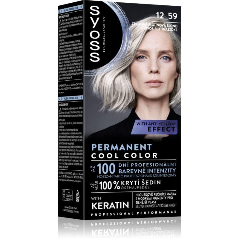 Syoss Permanent Cool Color permanentní barva na vlasy odstín 12_59 Chladná platinová blond 1 ks