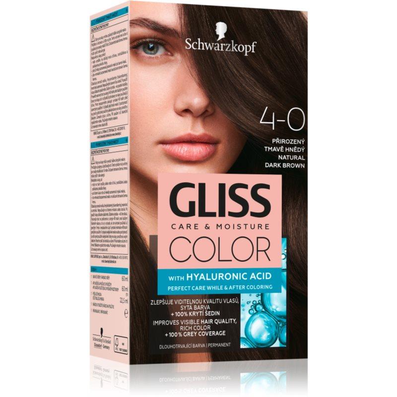 Schwarzkopf Gliss Color permanentní barva na vlasy odstín 4-0 Přirozený tmavě hnědý 1 ks