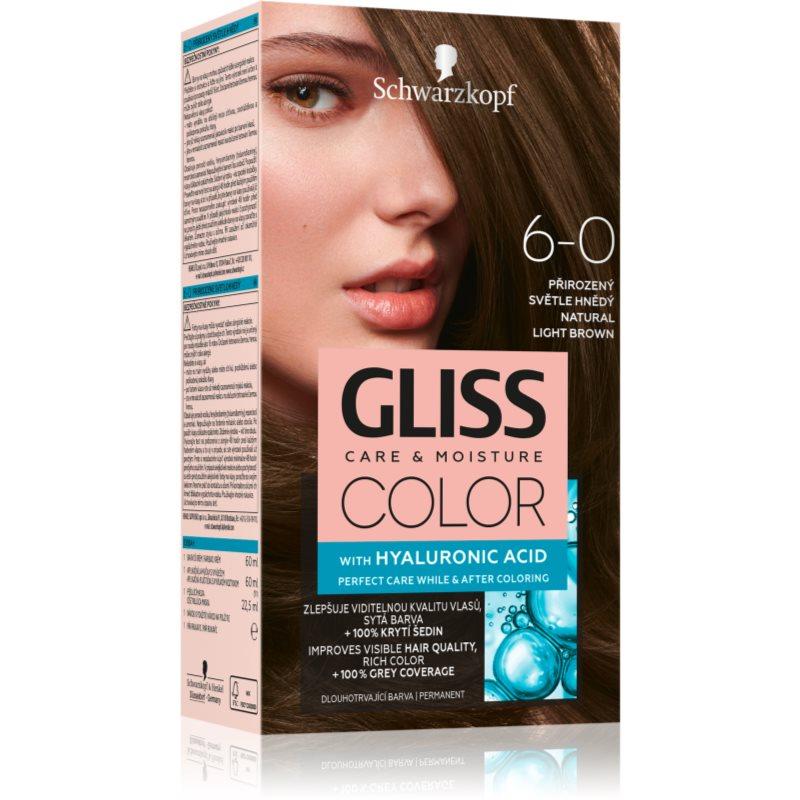 Schwarzkopf Gliss Color permanentní barva na vlasy odstín 6-0 Přirozený světle hnědý 1 ks