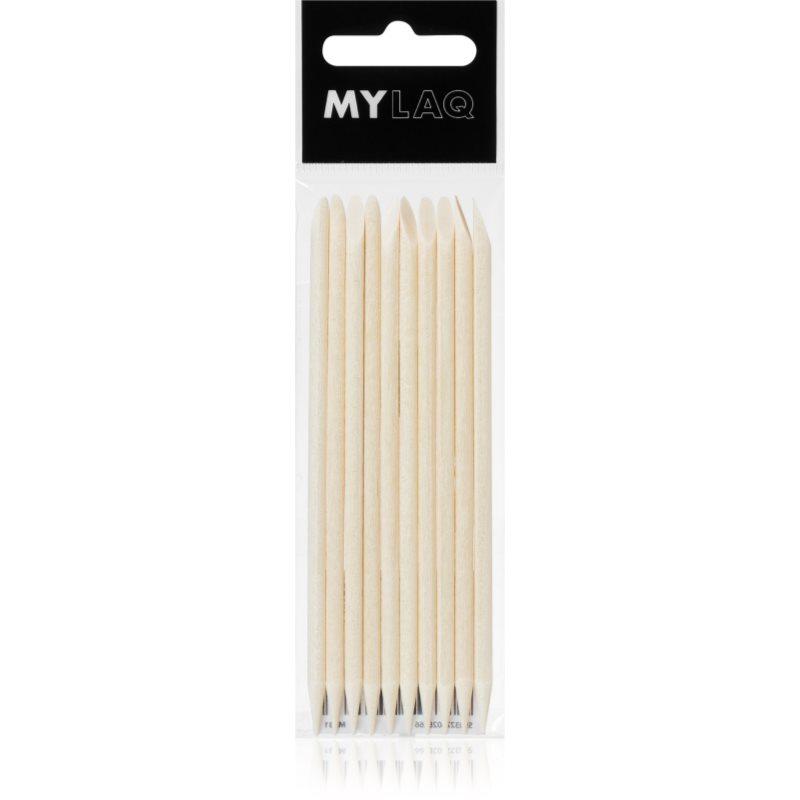 MYLAQ Wooden Sticks dřevěný zatlačovač nehtové kůžičky 10 ks