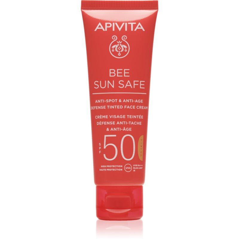 Apivita Bee Sun Safe Anti-Spot and Anti-Age Tinted Face Cream SPF50 ochranný tónovací krém na obličej SPF 50 odstín Natural 50 ml