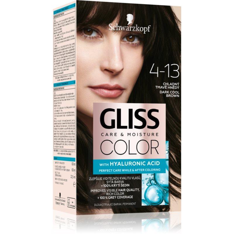 Schwarzkopf Gliss Color permanentní barva na vlasy odstín 4-13 Chladný tmavě hnědý 1 ks