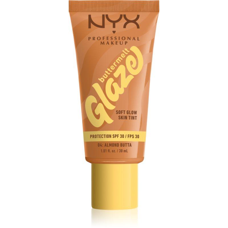 NYX Professional Makeup Buttermelt Glaze rozjasňující tónovací fluid SPF 30 odstín 04 Almond Butta 30 ml