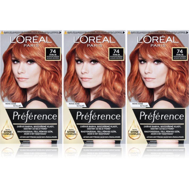 L’Oréal Paris Préférence barva na vlasy výhodné balení odstín 7.4 Mango Copper