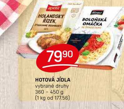 HOTOVÁ JÍDLA vybrané druhy 360 - 450 g