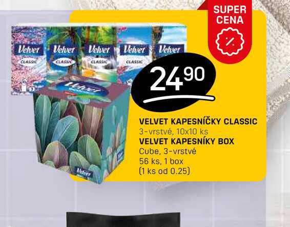 VELVET KAPESNÍKY BOX Cube, 3-vrstvé 56 ks, 1 box 