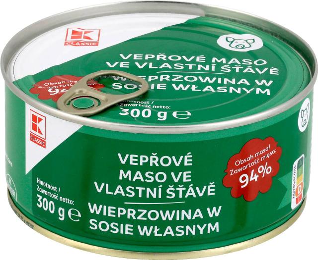 K-CLASSIC Vepřové maso ve vlastní šťávě 94 %
