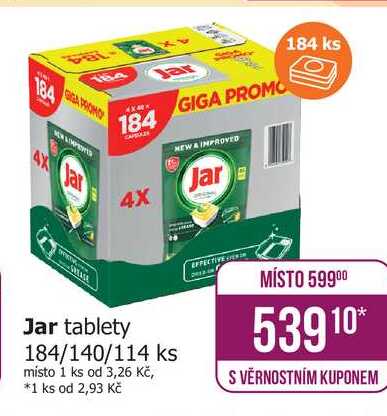 Jar kapsle do myčky 184ks, vybrané druhy 
