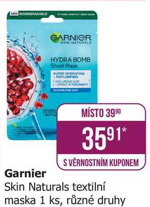 Garnier Skin Naturals textilní maska 1 ks, různé druhy 